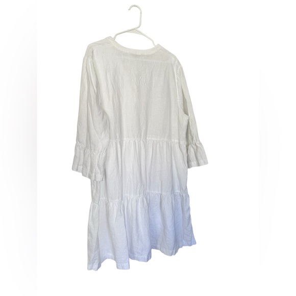 Boden Sophia Linen Short White V-Neck Tiered Dress Size 20-22R - Picture 11 of 15